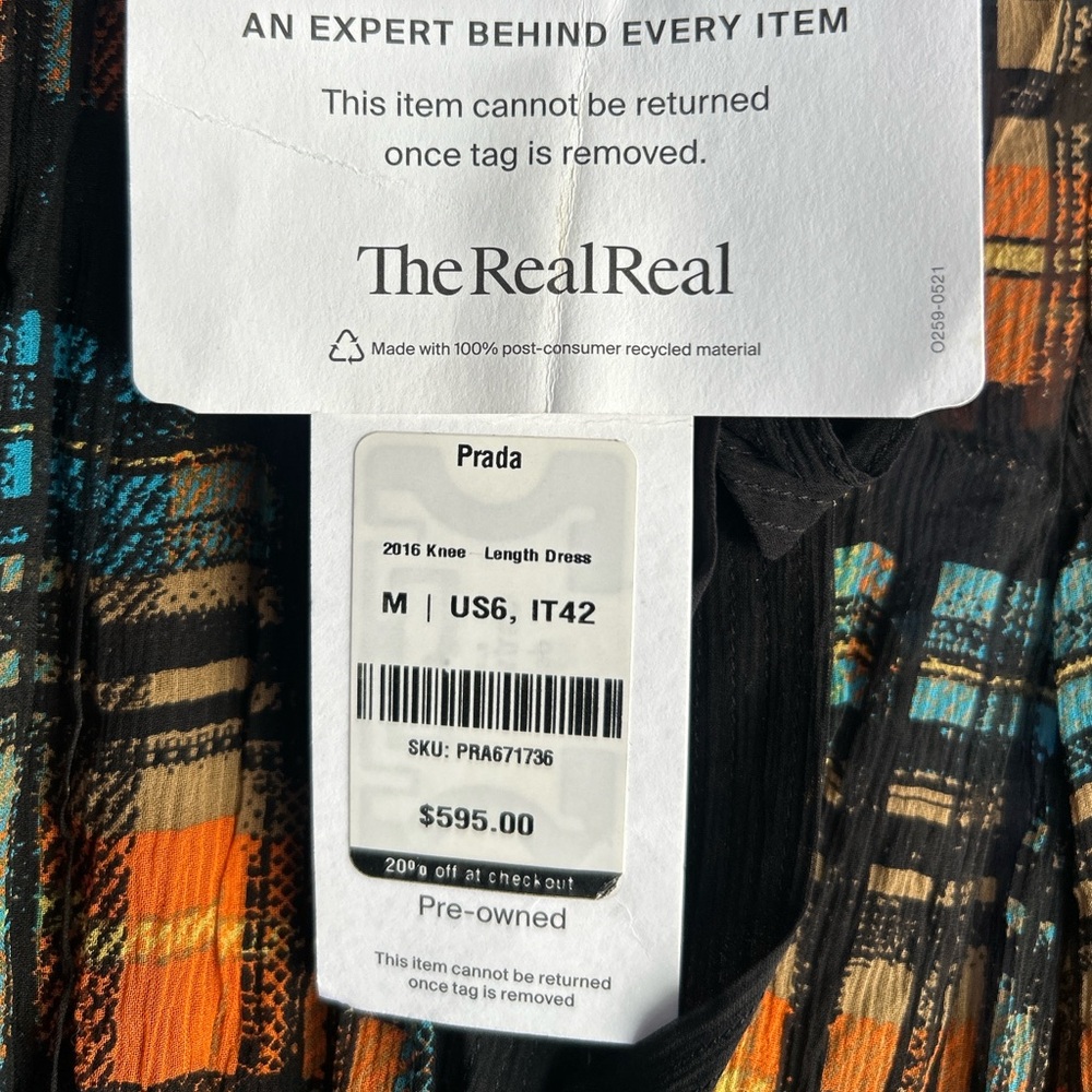 Prada Black Dress with Orange and Blue Plaid - Picture 3 of 7